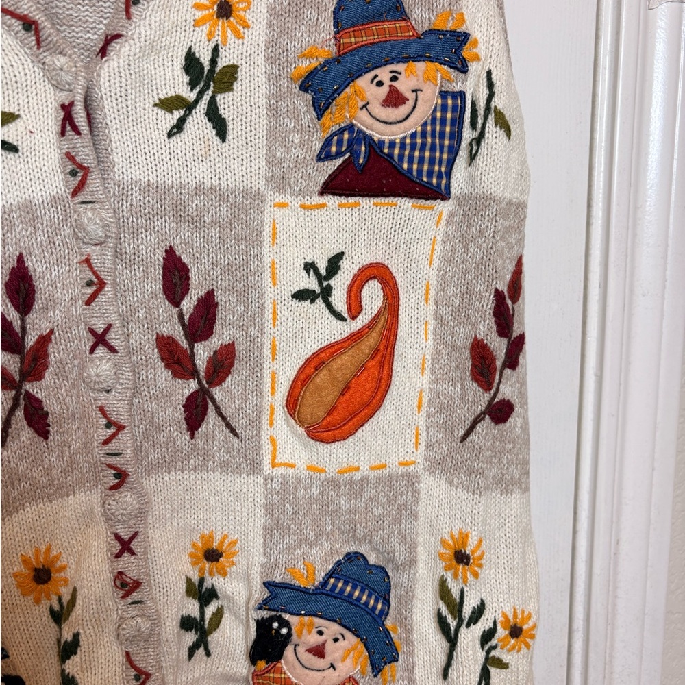 Vintage Bobbie Brooks Fall Harvest Thanksgiving Sweater Vest Cottagecore 22W/24W - Picture 8 of 10
